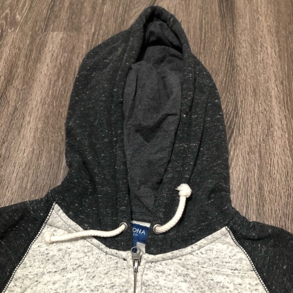 Arizona Jean Co. Gray Colorblock Raglan Full-Zip Hoodie Size L - Picture 3 of 6
